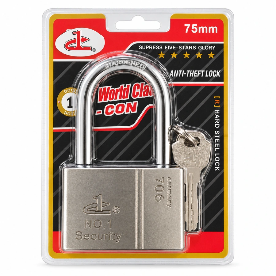 Padlock in yellow card pack - supplied SFB product image
